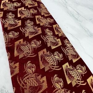 Audrey Buckner Mens Necktie Tie Burgundy Red Gold 100% European Silk Made In USA